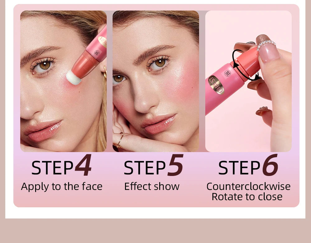 QIBEST Liquid Contour With Cushion Applicator Highlight Shimmer Natural Soft Moisturizing Cream Liquid Blush For Cheek Cosmetics
