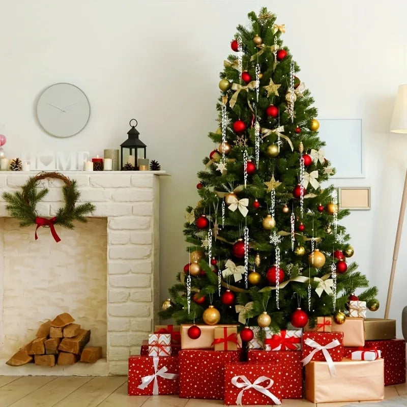 24pcs Clear Icicle Garland - Elegant Hanging Ice Columns, Multi-Size Heavy-Drop Decorations for Christmas Tree，Christmas Gifts