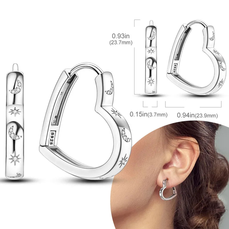 925 Sterling Silver Hoop Earrings with Zircon