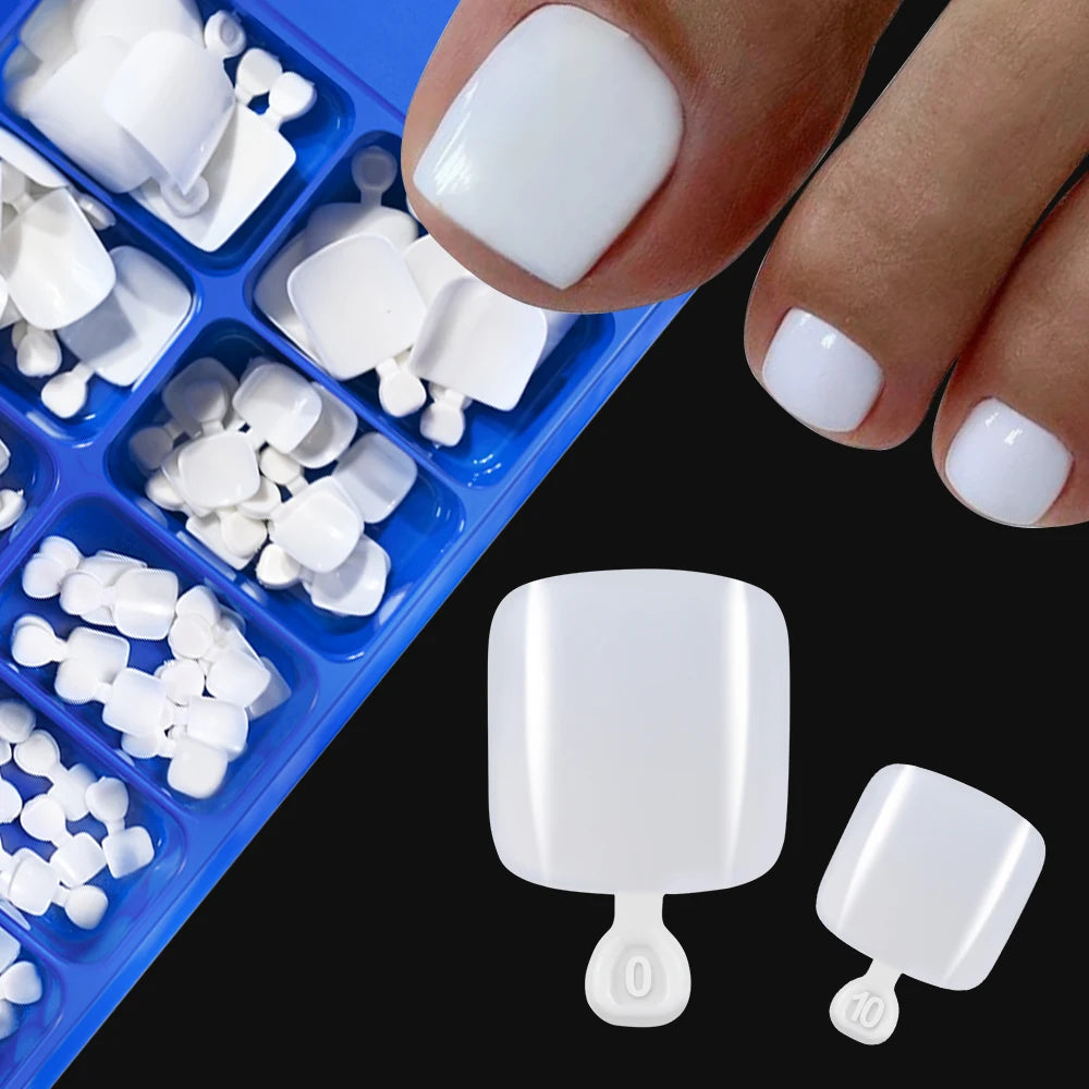 100Pcs White Clear Short Square Fake Toenail Tips Pink Red False Toe Nails Acrylic Full Cover Artificial Press on Toenails