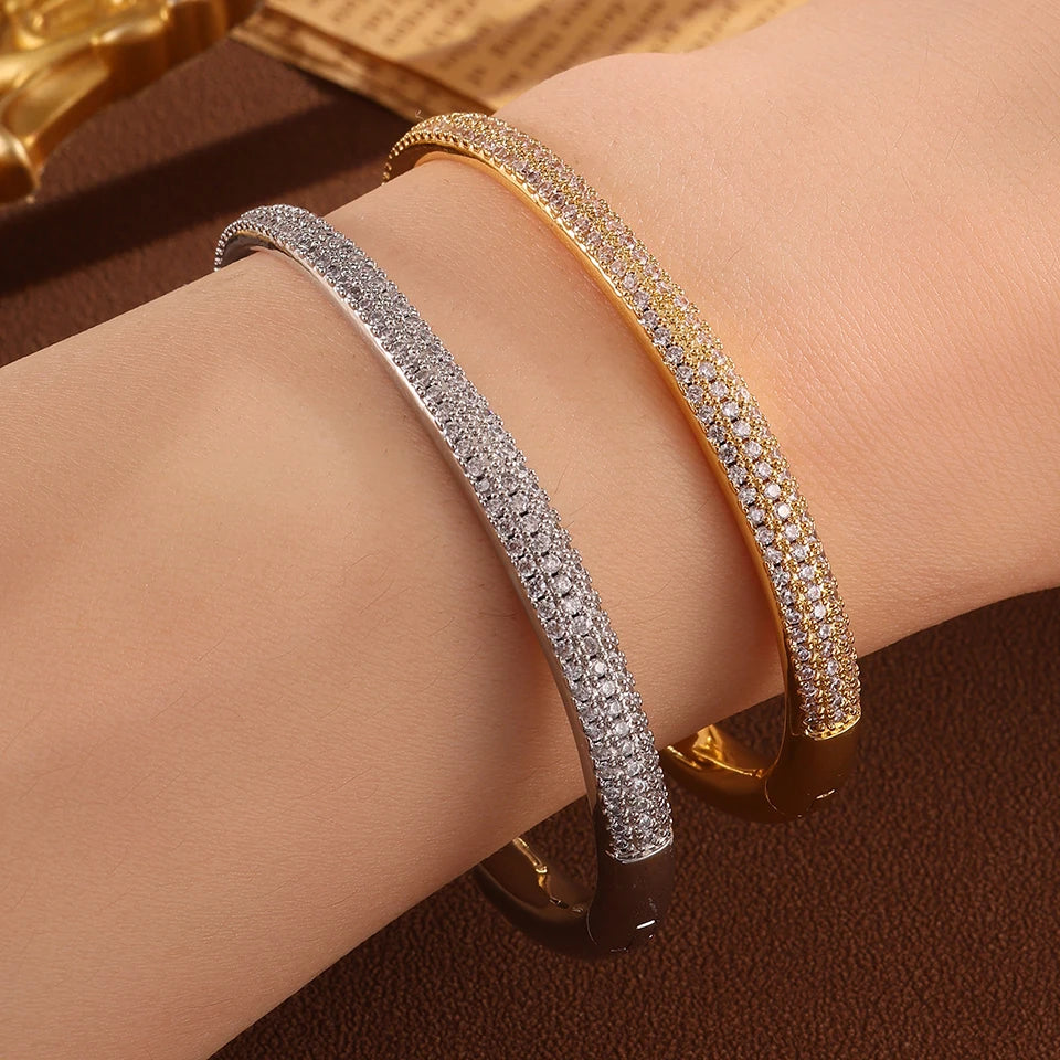 ZAKOL Luxury Elegant Water Drop AAA Cubic Zirconia Open Bracelet for Women Dubai Bridal Wedding Party Jewelry