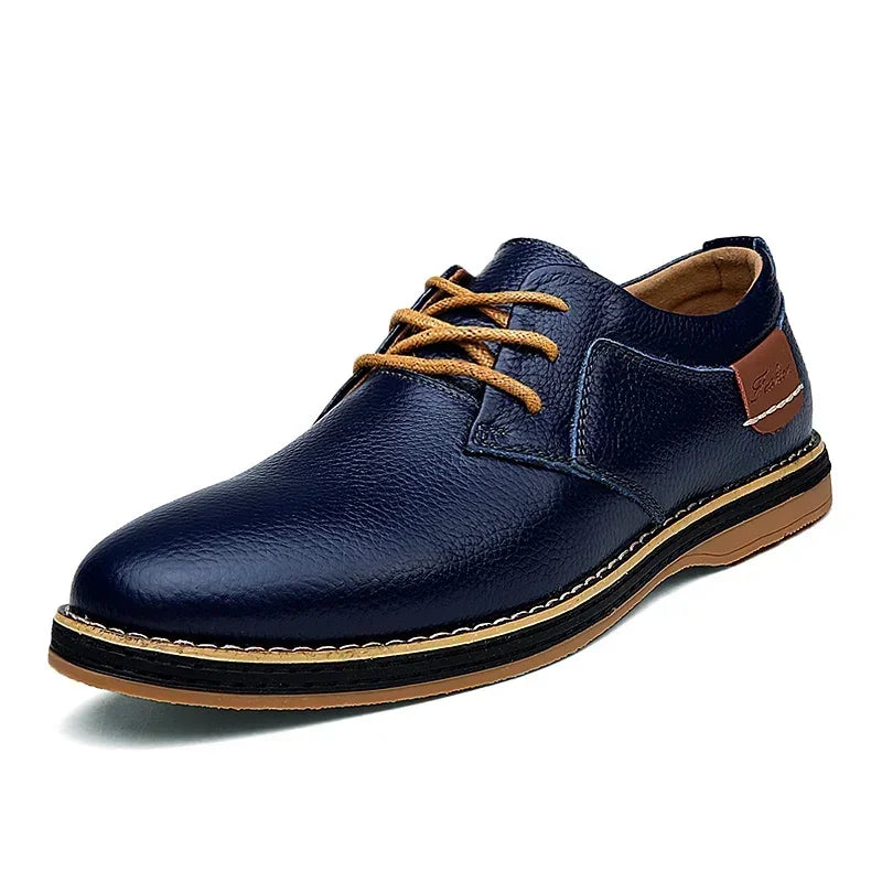 Men’s Genuine Leather Oxford Shoes – Casual Lace-Up Cow Leather (Zapatos Hombre)