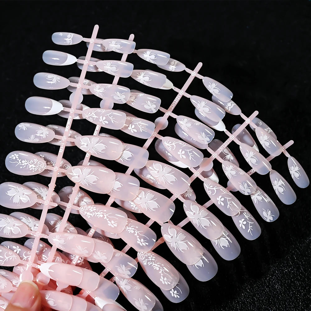 120Pcs Acrylic French False Nails – Full Cover Press On Nail Tips أظافر أكريليك فرنسية لاصقة بتغطية كاملة – 120 قطعة