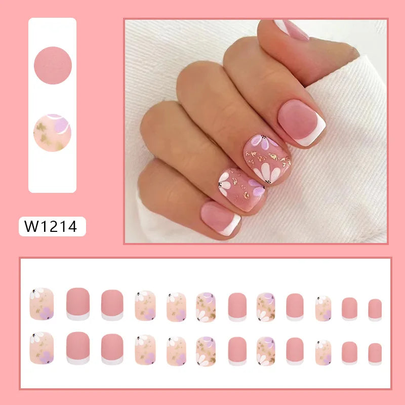 Leopard Print Pink Gradient Press-On Nails – 24PCS