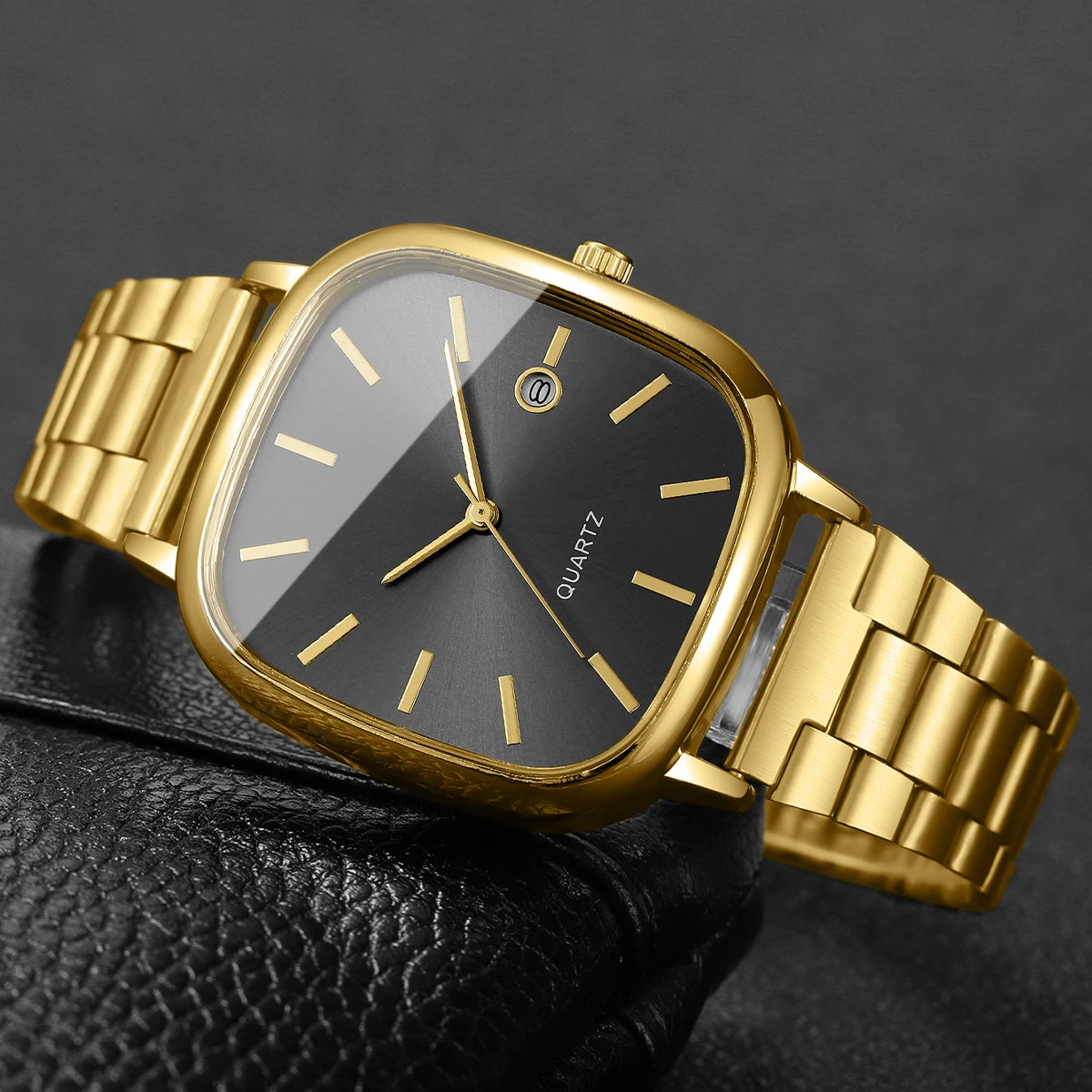 Fashion Square Men Business Watches Analog Calendar Quartz Watch for Mens Clock Reloj Hombre（Without Box）