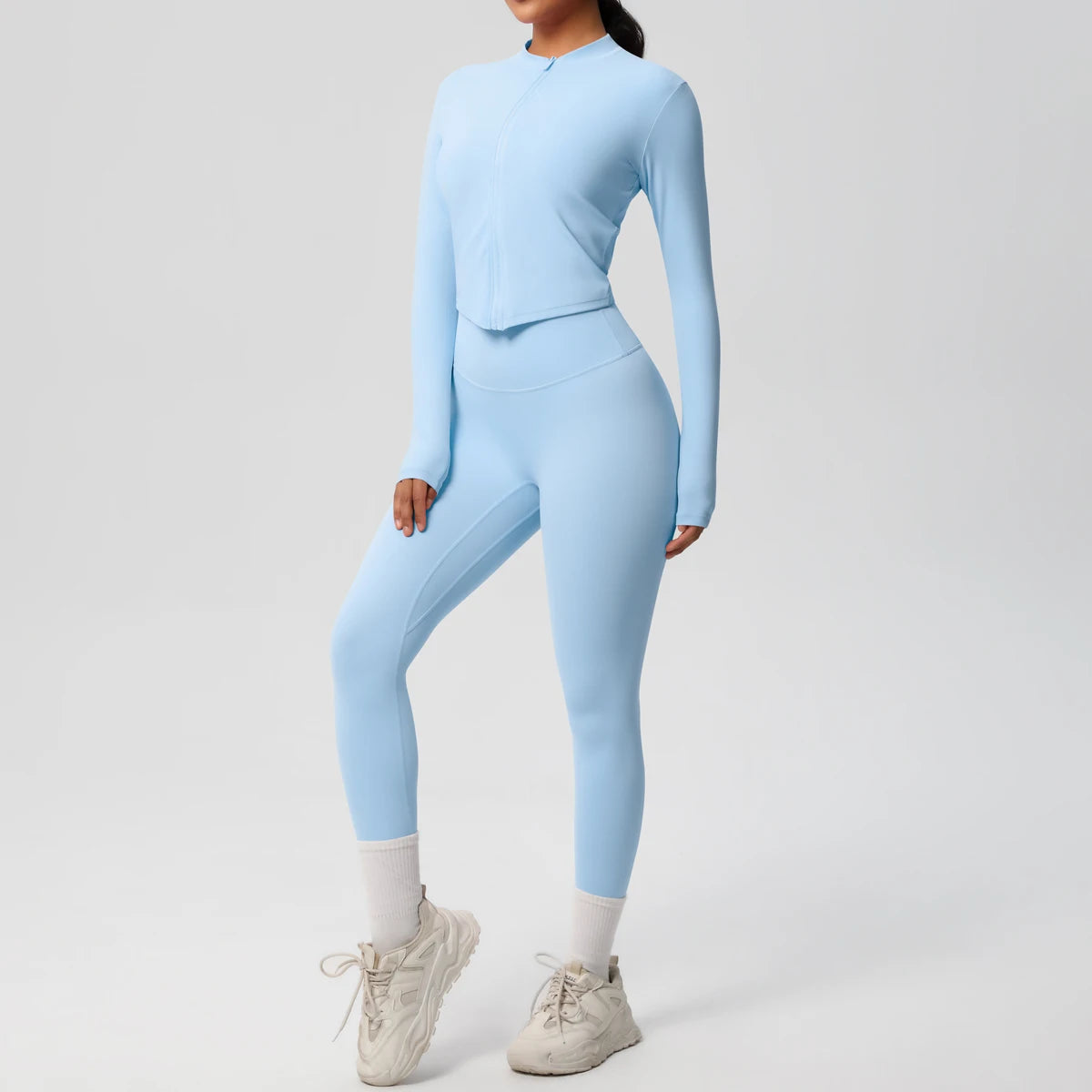 Hot Sale New Yoga Suit for Women Solid Color Yoga Zipper Long Sleeves Slim Casual Jacket Top Quick Drying Fitness Pants Gym Set