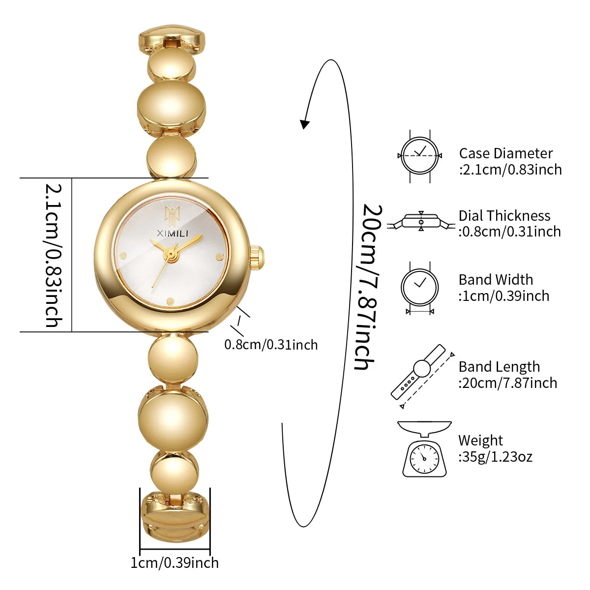 Luxury Gold Bracelet Strap Women Watches Elegant Round Dial Ladies Dress Quartz Wristwatch Clock Relogio Feminino（Without Box）
