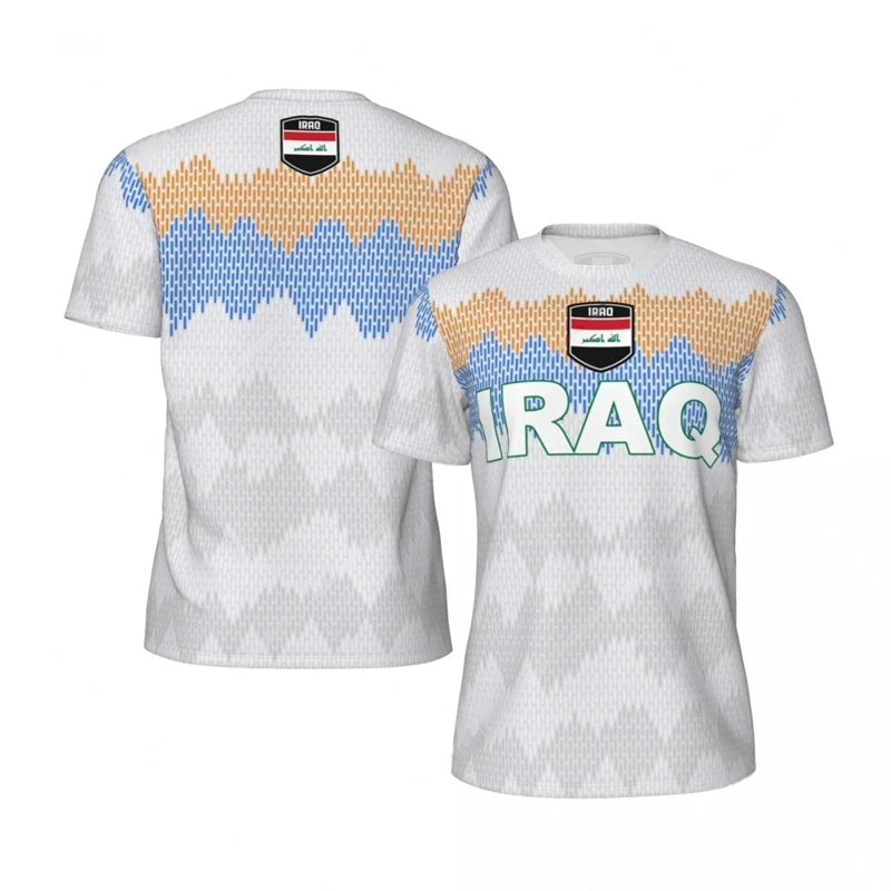 Mens Iraq Flag Print Football Jersey Fashion National Emblem Sports Shirt Plus Size Breathable Casual T Shirts