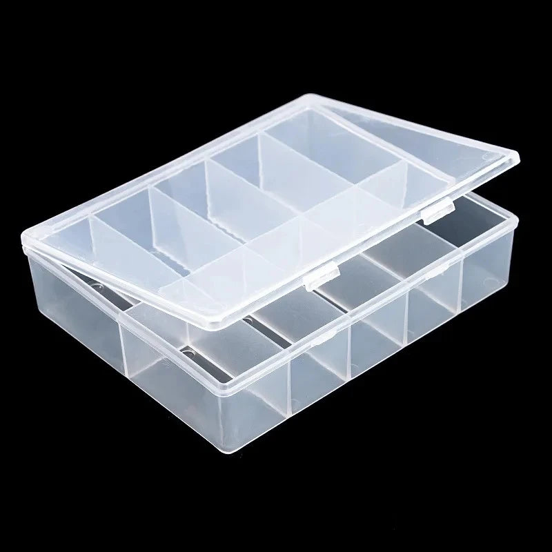 10 Grids Transparent Nail Art Storage Box علبة تخزين شفافة متعددة الأقسام لمستلزمات الأظافر – 10 خانات