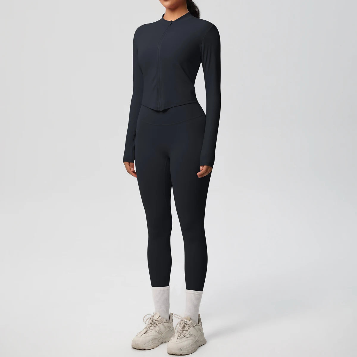 Hot Sale New Yoga Suit for Women Solid Color Yoga Zipper Long Sleeves Slim Casual Jacket Top Quick Drying Fitness Pants Gym Set