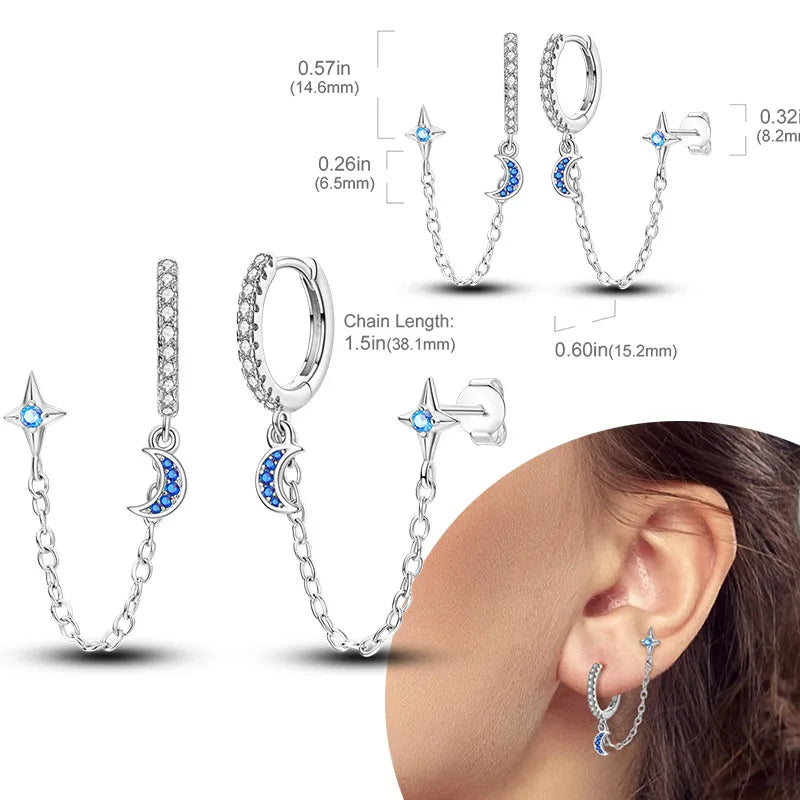 925 Sterling Silver Hoop Earrings with Zircon