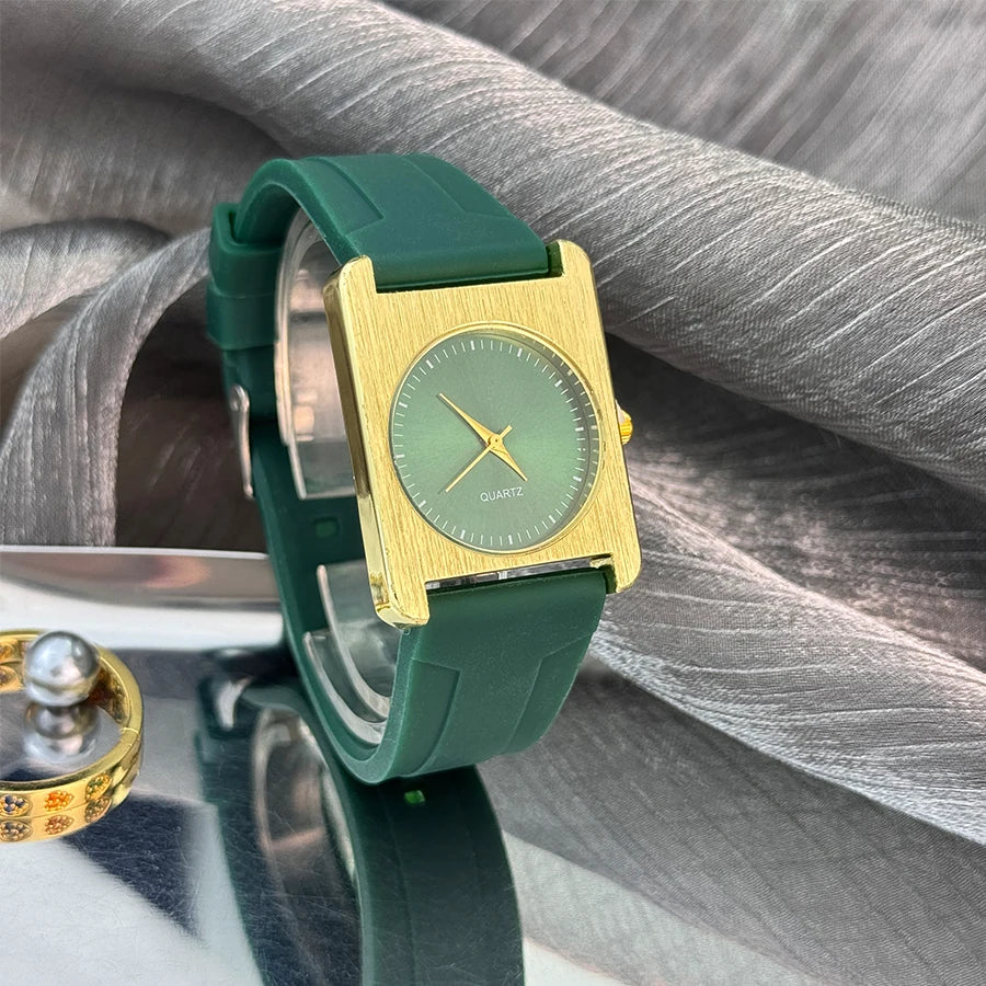 New Square Dopamine Color Women’s Watch – Silicone Strap