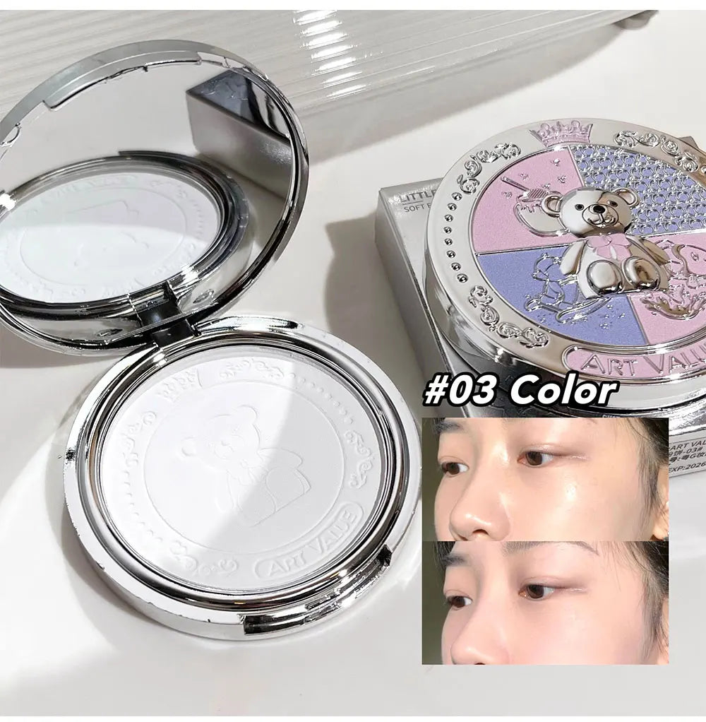 Art Value Bear Knight Soft Focus Pressed Powder Matte Natural Makeup Setting Makeup Brightening Makeup Loose Powder