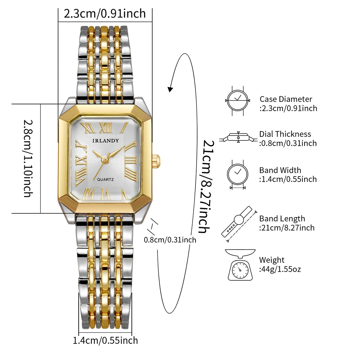 4PCS Elegant Rectangle Women Quartz Watch Bracelets Set Fashion Metal Girls Bracelet Wristwatches Relogio Feminino（Without Box）