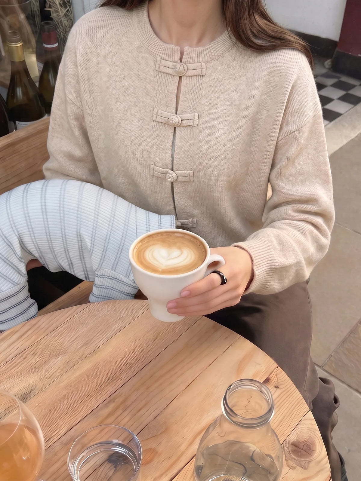 Women Vintage Knitted Sweater Causal Long Sleeve O-Neck Soft Warm Chinese Style Buckle Cardigan Female Autumn Winter Outerwear