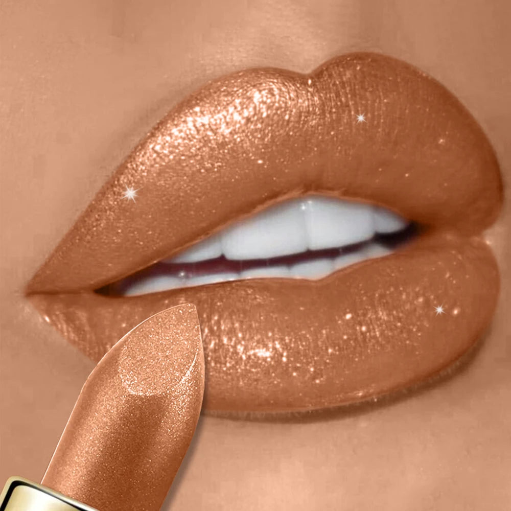 Pearly Glitter Velvet Lipstick,Metallic,Waterproof,Long-lasting,Shimmer,Diamond Lipstick,Glitter Lip Gloss, Lip Cosmetic Makeup