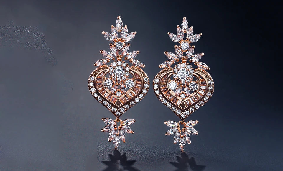 Luxury Big Clear Zircon Long Dangle Earrings Exquisite Shiny CZ Bridal Earring for Women Wedding Jewelry