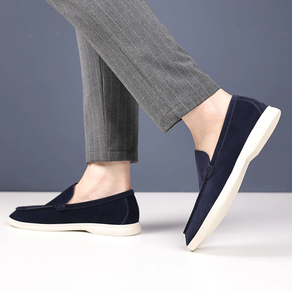 Men’s Leather Loafers 3205 – Square Toe Slip-On Casual Shoes