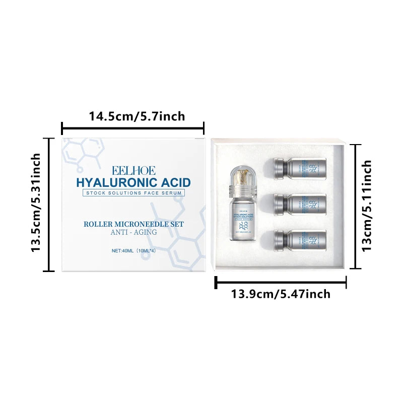 Deeply Hydrating Korean Facial Essence Set Hyaluronic Acid Microneedle Roller Skin Care Easily Absorbed Moisturizing Essence
