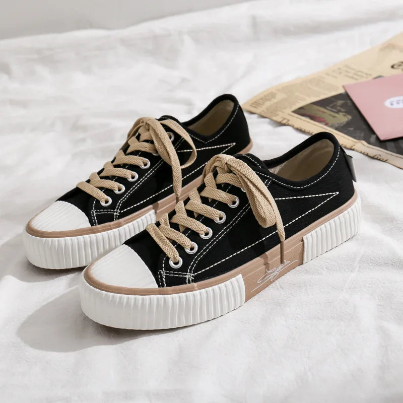 Women Canvas Shoes Fashion Sneakers Unisex New Casual Vulcanize Shoes Woman Fashion Loafers High Quality 3 Times Vulcanization
