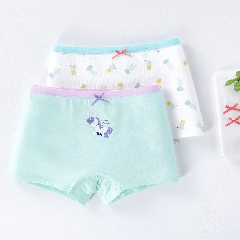 Girls Cotton Underwear Children Flat Corner Pants Antibacterial Children Clothing Four Corner Pants Small Medium Girls Baby