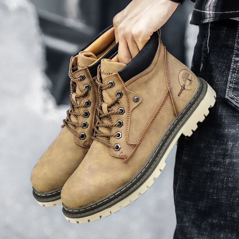 Men’s Chelsea Winter Boots – Guimin PU Ankle Boots with Plush Lining