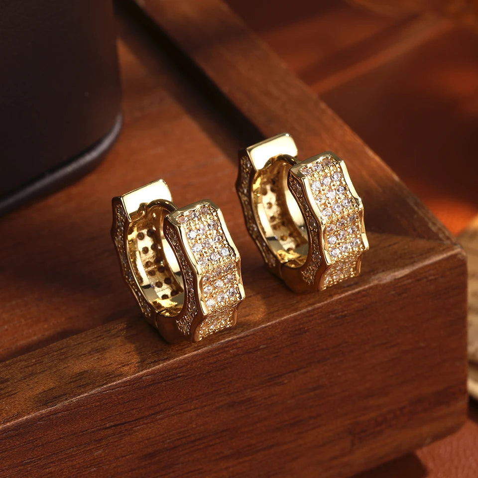 ZAKOL Hip Hop Shiny Zircon Hoop Earring for Women Men 18K Gold Color Circle Earrings Luxury Jewelry Gift 2025 New