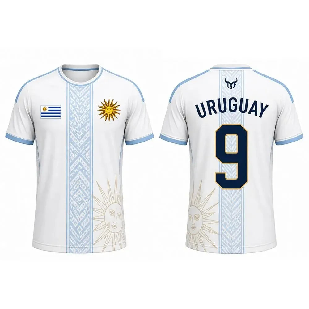Uruguay Flag Pattern Soccer T Shirt 3D Printed Breathable Quick Dry Family Style for Kids Adults Outdoor Training Sports Fitness