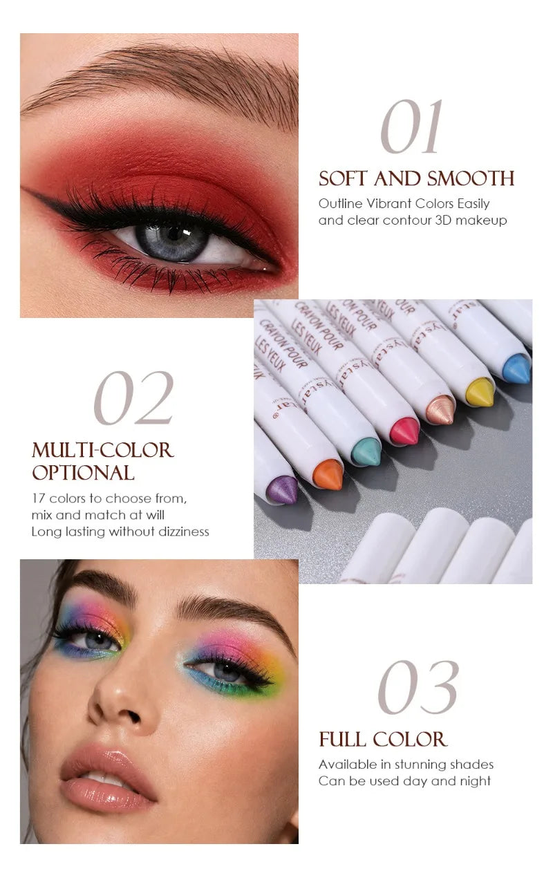 18colors Eyeshadow Stick Matte Shimmer Multi-color Waterproof High Pigmented Eyeshadow Pencil Crayon Makeup Tool Eye Cosmetics
