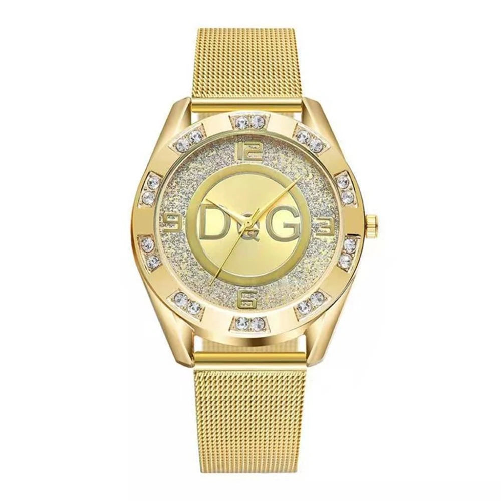 New Starry Sky Diamond Women’s Watch – Gold Mesh Strap