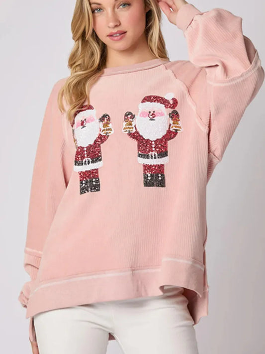 BKLD New Glitter Cartoon Christmas Halloween O-Neck Casual Corduroy Sweatshirts Long Sleeve Tops Clothes For Women Autumn 2026