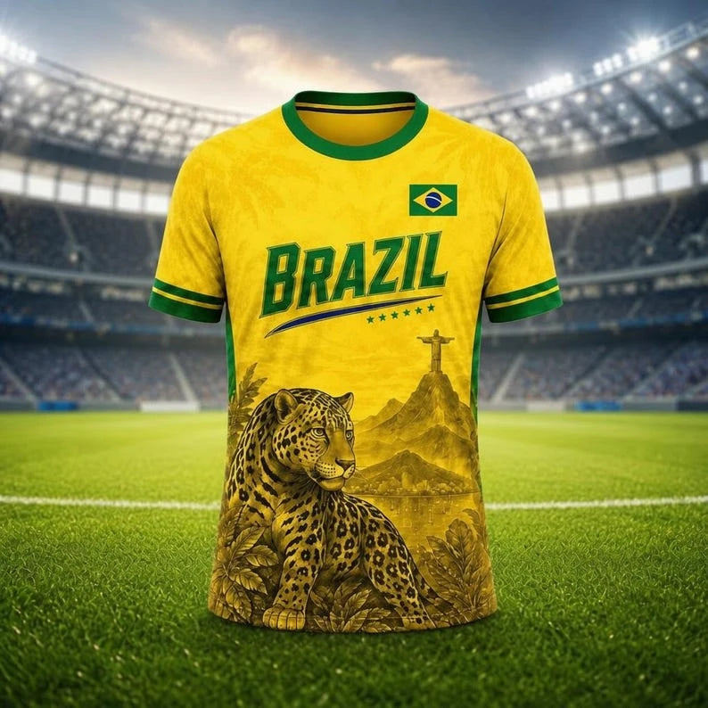 BRAZILIAN FOOTBALL FAN JERSEY 2026 NEW STYLE BREATHABLE FOOTBALL SHIRT SUITABLE FOR CHILDREN'S GIFTS HIKING AND OUTDOOR SPORTS