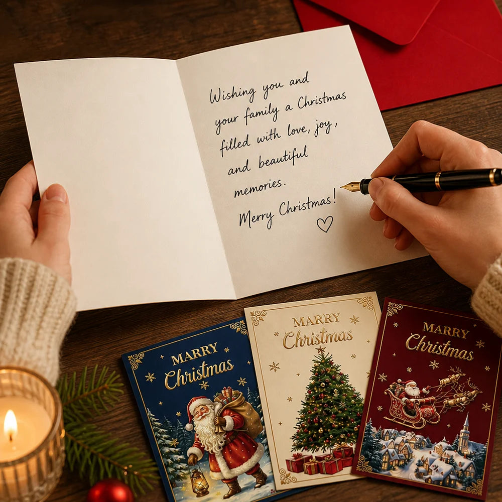 24Pcs Christmas Greeting Cards with Envelopes, 6 Vintage Designs Holiday Note Cards, Greeting Gift Cards for Family Friends