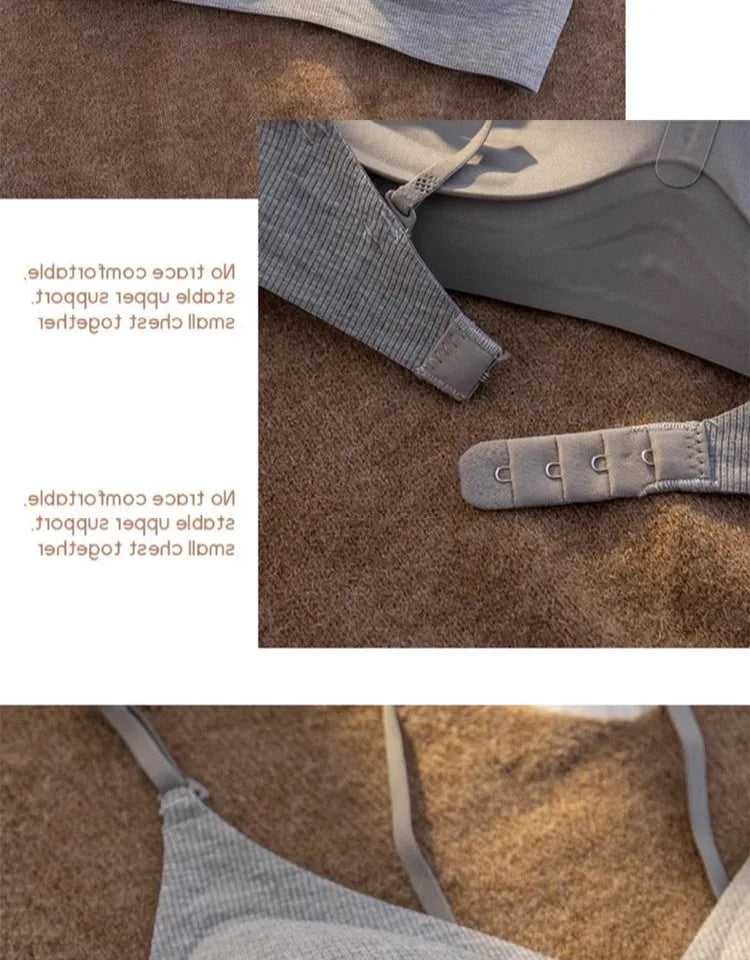 セクシー Bralette Small Chest Gathering Seamless Thin Straps Backless Wirefree Comfort Fixed Cup Lingerie Invisible Support Women US