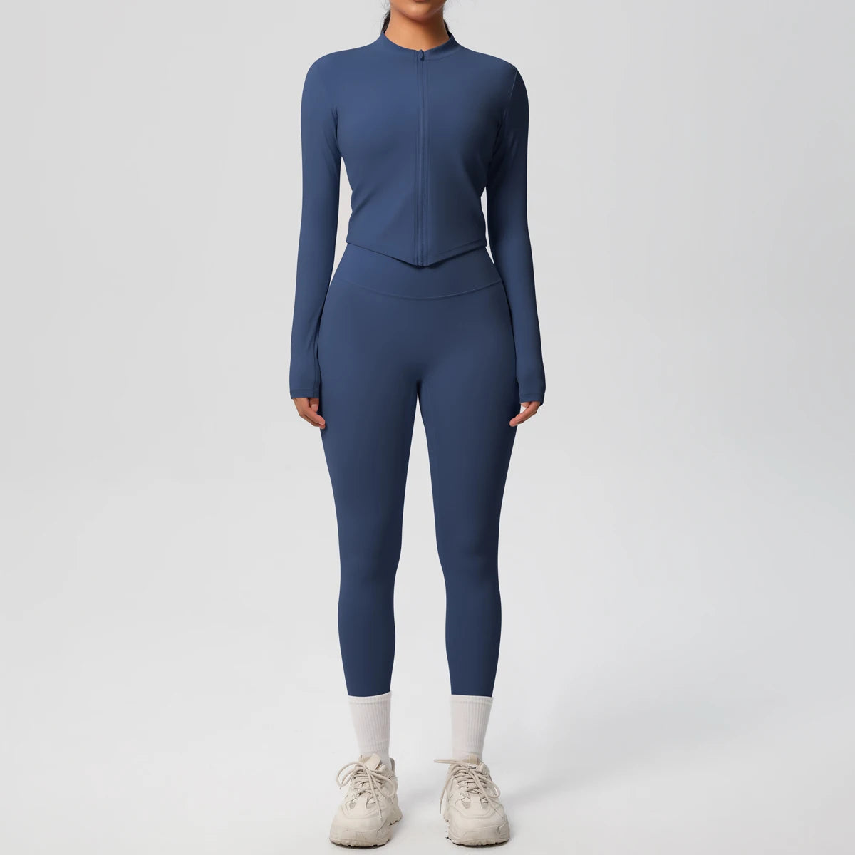 Hot Sale New Yoga Suit for Women Solid Color Yoga Zipper Long Sleeves Slim Casual Jacket Top Quick Drying Fitness Pants Gym Set