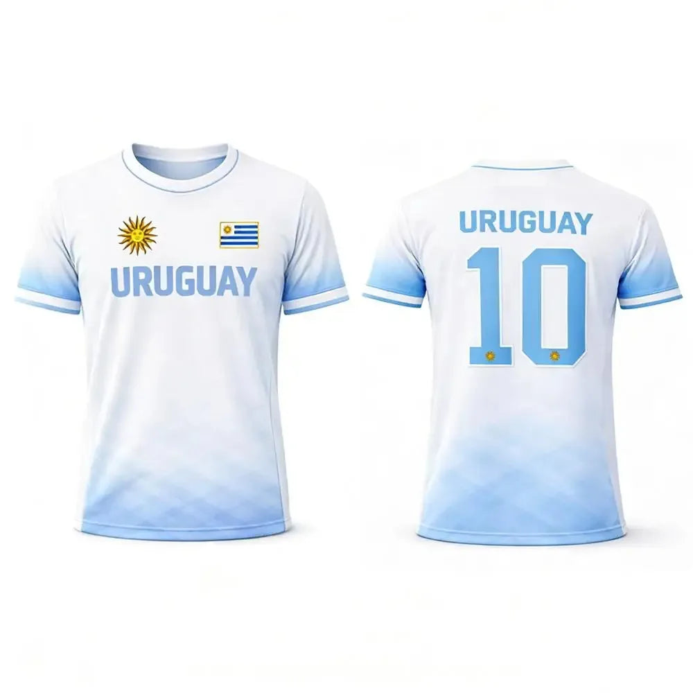 Casual Sports T Shirt Uruguay Style 3D Printed Pattern Quick Dry Breathable Suitable for Family Adults Kids For Soccer Training