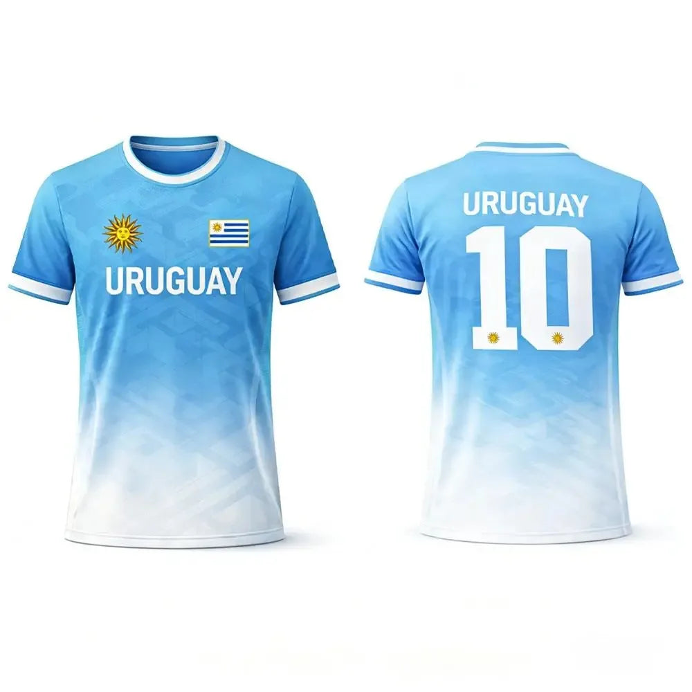 Casual Sports T Shirt Uruguay Style 3D Printed Pattern Quick Dry Breathable Suitable for Family Adults Kids For Soccer Training