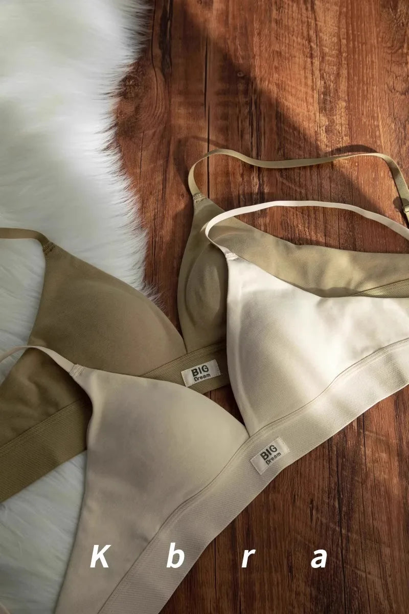 MOYISU Wholesale French Lady Triangle Cup Lingerie for Women No Underwire Comfort Anti-sag Small Bra Cover No Trace Summer Thin