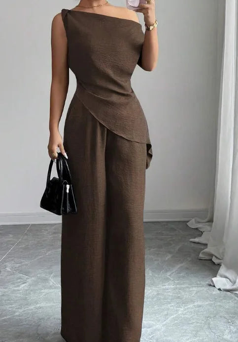 Elegant Wide Leg Pants Two-Piece Set