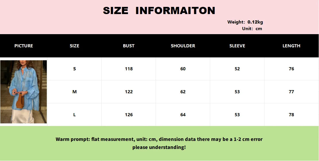 Casual Loose Solid See Through Blue Blouse For Women Sexy Lapel Long Sleeve Classic Shirt 2026 New Autumn Commuter Female Tops