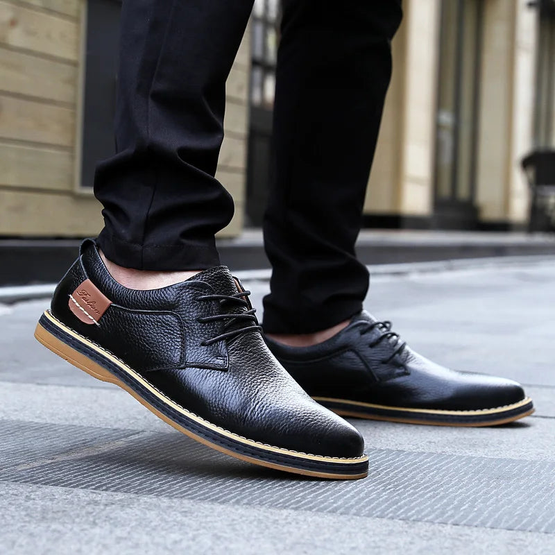 Men’s Genuine Leather Oxford Shoes – Casual Lace-Up Cow Leather (Zapatos Hombre)
