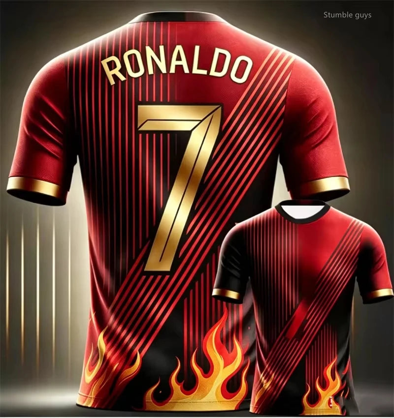 Kids Boys Summer Family Style Men s Lightweight Sports Ronaldo Soccer Short Sleeve T Shirt Casual Jersey Tee for Street Training