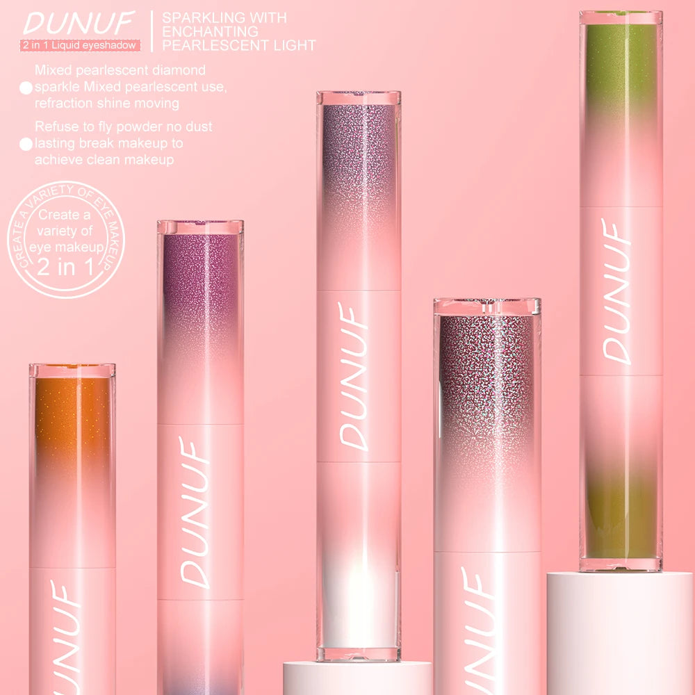 Double-head Punk Metallic Liquid Eyeshadow Stick Dark Glitter Matte Sequins Bicolor Shimmer Eyes Makeup Cream Pencil Waterproof
