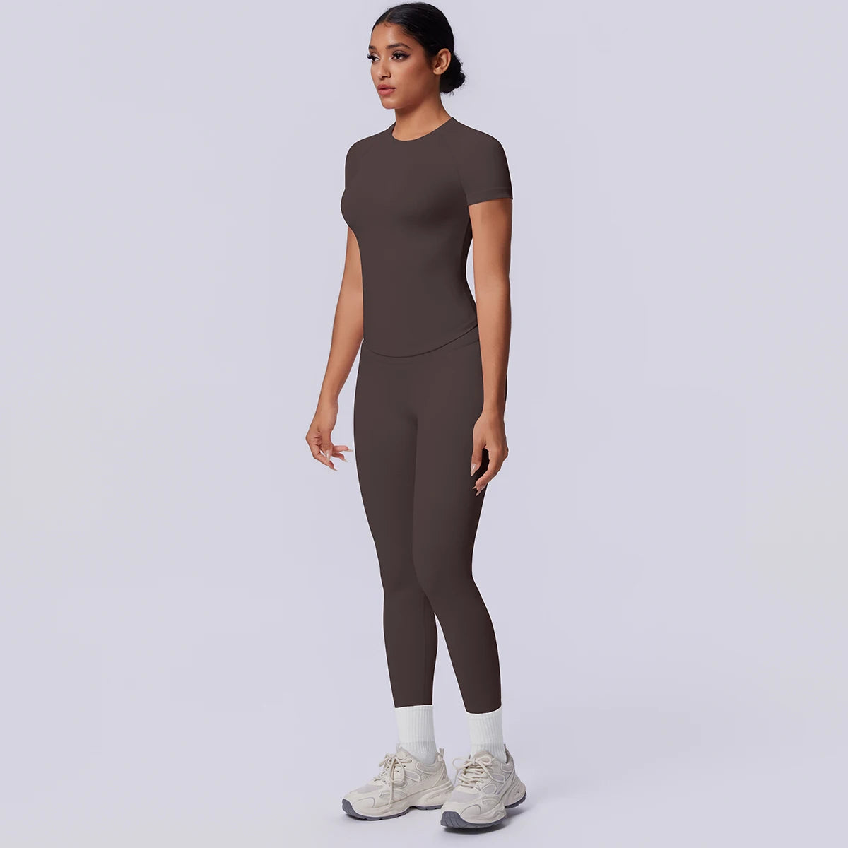 Rooftrellen New 2PCS/set Yoga Set Summer Quick Drying Fitness Sports Workout Top T-Shirt High Stretch Seamless Yoga Leggings Set