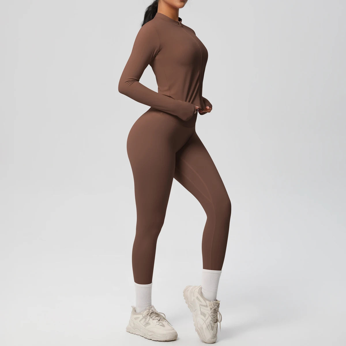 Hot Sale New Yoga Suit for Women Solid Color Yoga Zipper Long Sleeves Slim Casual Jacket Top Quick Drying Fitness Pants Gym Set