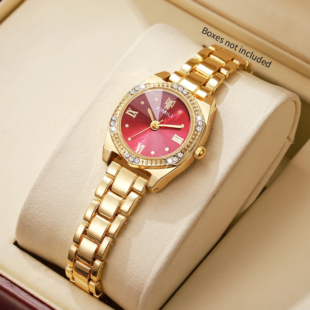 Elegant Rhinestone Roma Dial Women Quartz Watch Stainless Steel Bracelet Wristwatches Clock Gift Relogio Feminino（Without Box）