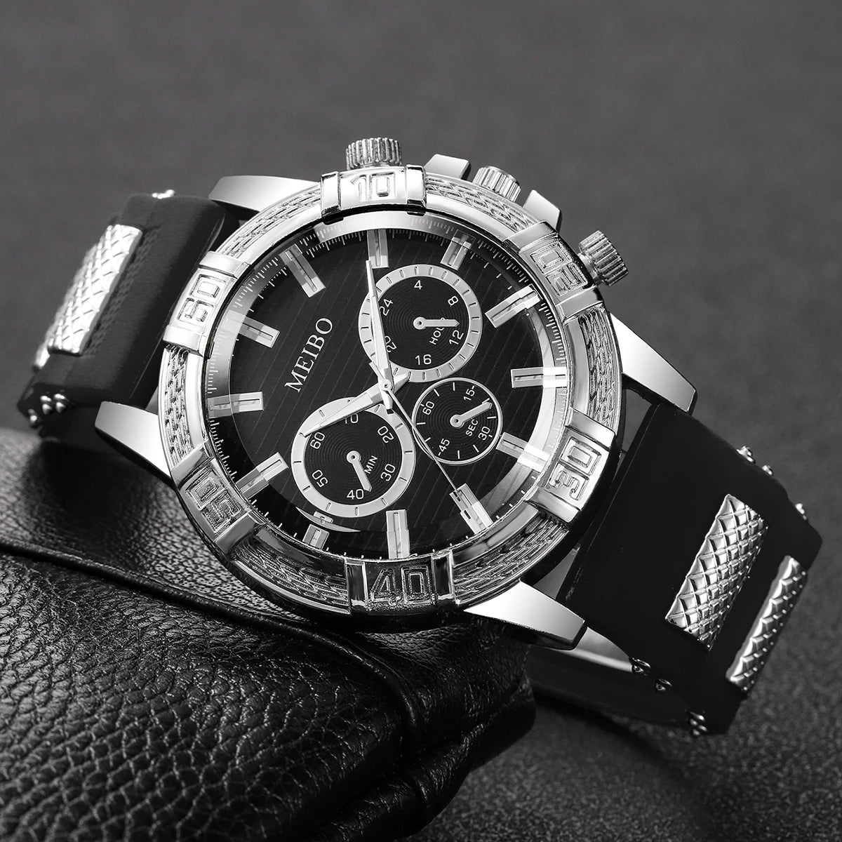 Fashion Men Sports Quartz Watch Black Silicone Band Casual Male's Dress Wristwatches Clock Gift Relogio Masculino（Without Box）