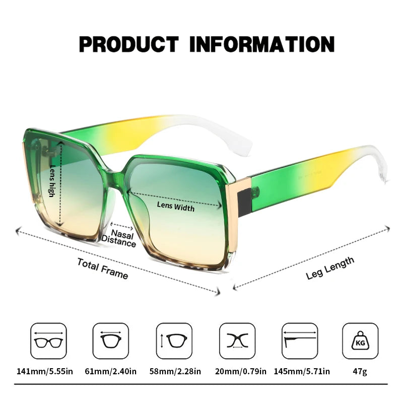 JUNCTURE Fashion Women Sunglasses dress up Sun Glasses Big frame Gradient Lady Glasses Party Holiday Gifts Sunglasses for Women