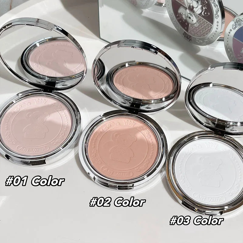 Art Value Bear Knight Soft Focus Pressed Powder Matte Natural Makeup Setting Makeup Brightening Makeup Loose Powder