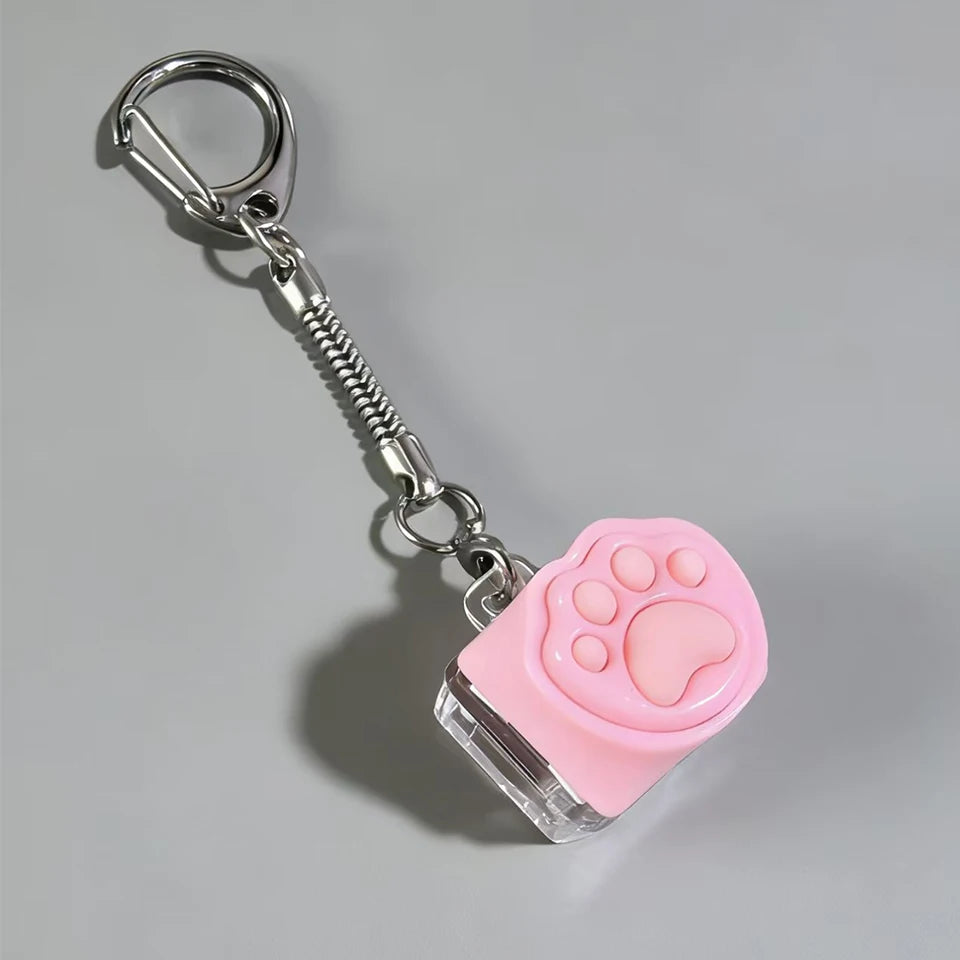 ZAKOL 1/4 Key Silicone Cat Paw Keyboard Keychain LED Light - Stress Anxiety Relief Fidget Toy Creative Backpack Charm Pendant